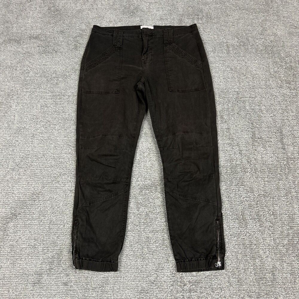 Frame Banded Bottom Trapunto Moto Pants Joggers Womens 29 Washed Mahogany Brown